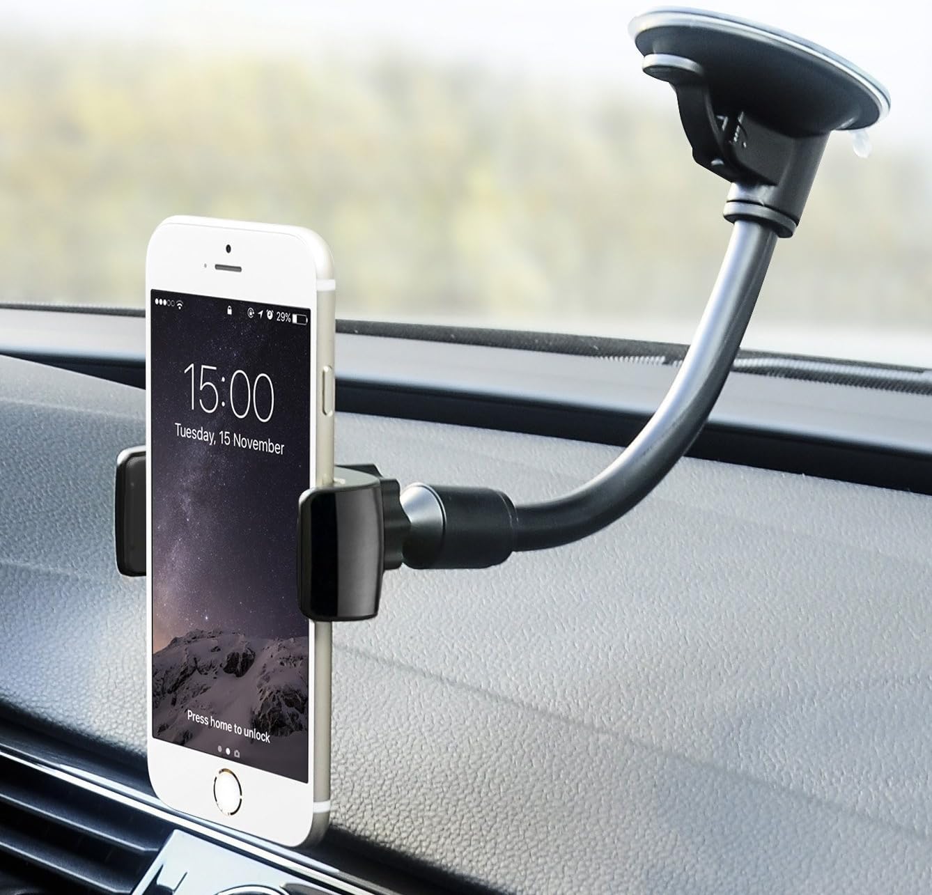 Car Mount, SuperGear Flexible Arm Universal Windshield Cell Phone Holder with Strong Suction Cup for iPhone SE 7 Plus 6s 6 Plus 6 5s 5 4s 4 Samsung Galaxy S6 S5 S4 LG Nexus Sony Nokia and More