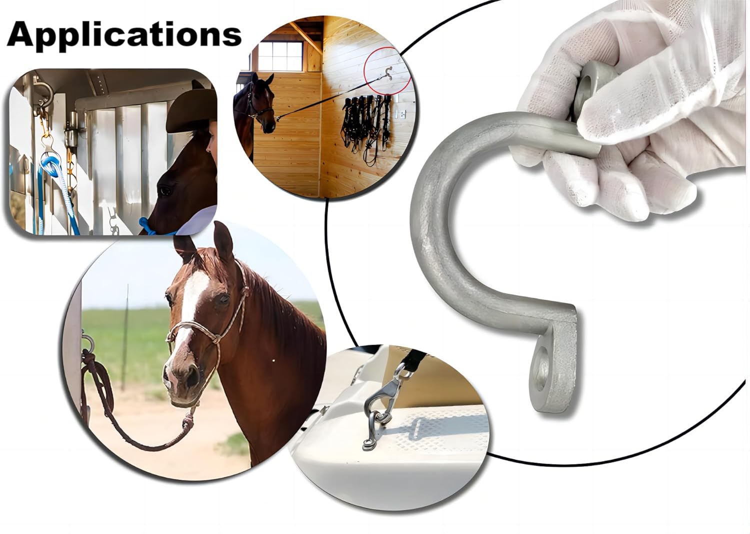 (4 Pack) Replace Trailer Tie Loop 2" I.D. Aluminum Bolt-On Lashing Rope Tie Down Ring Horse