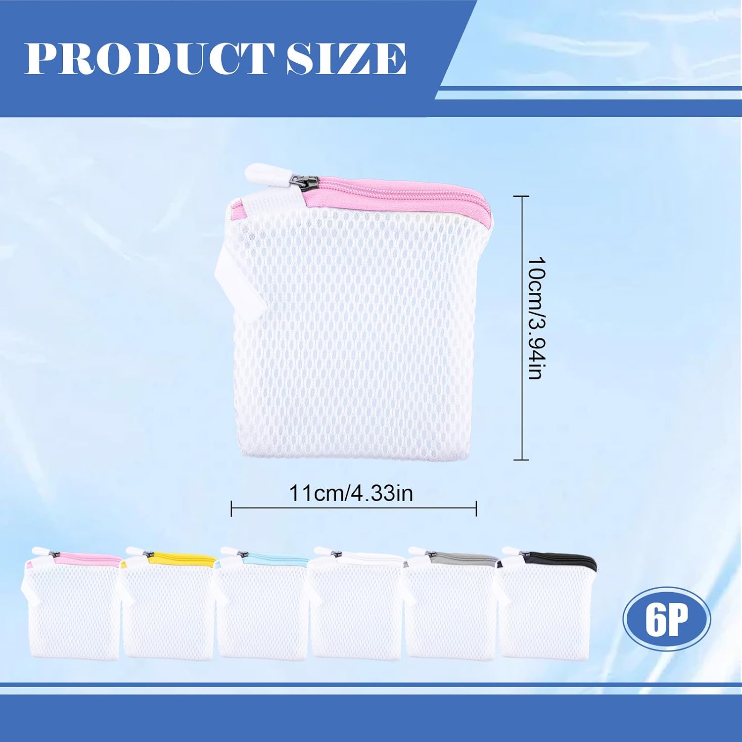 6 Pcs Small Mesh Laundry Bag, Laundry Bags Zipper Wash Bags, Foldable Washing Machine Soap Pouch, Mini Laundries Pouch for Underwear Panties Small Accessories