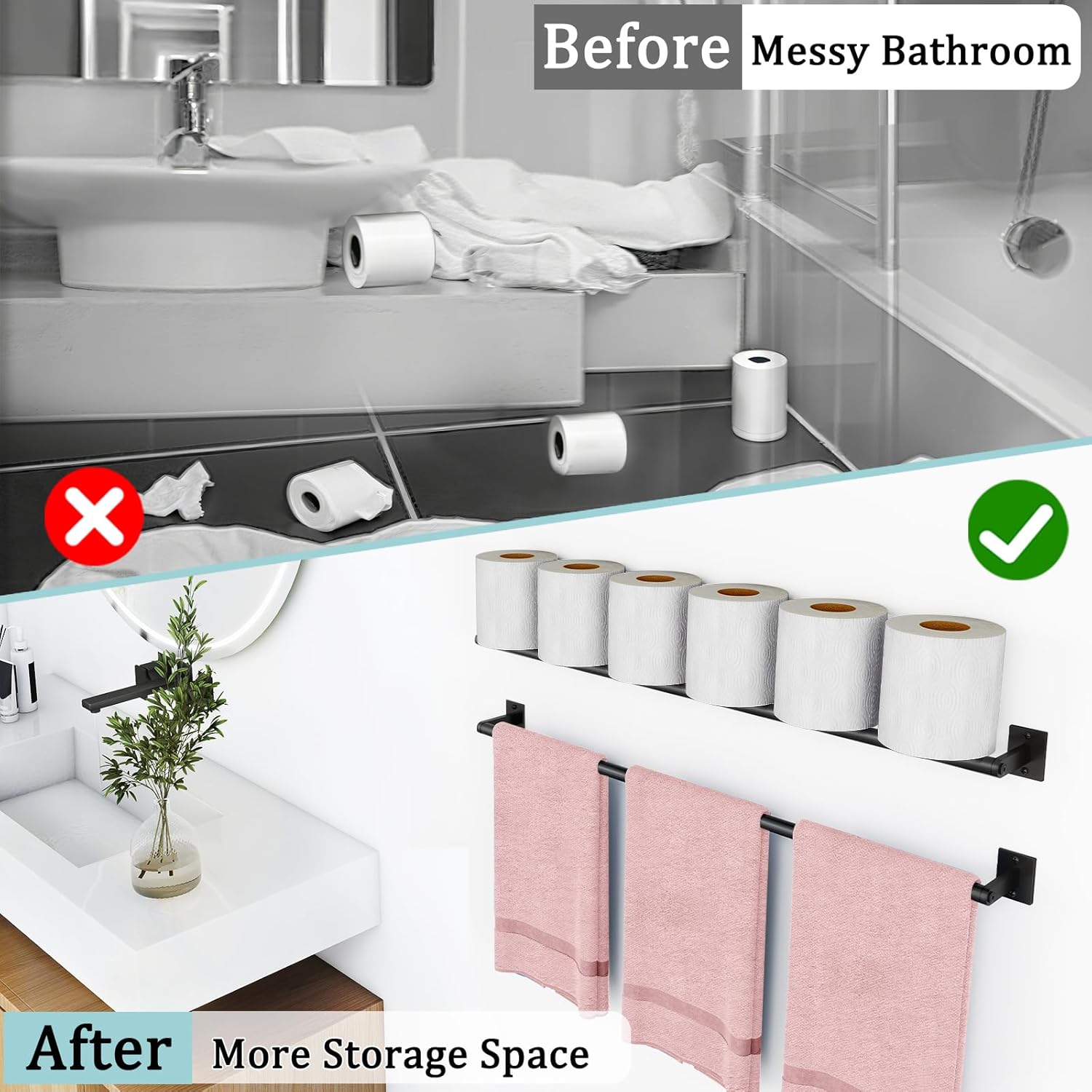 2 Packs 32 Inch Bathroom Towel Bar, 2Pcs Towel Racks for Bathroom, JIAPAIDUO Bathroom Towel Rack Wall Mounted, Bath Hand Towel Holder Organizer, Modern Home Decor Towel Rod Bathroom, Matte Black