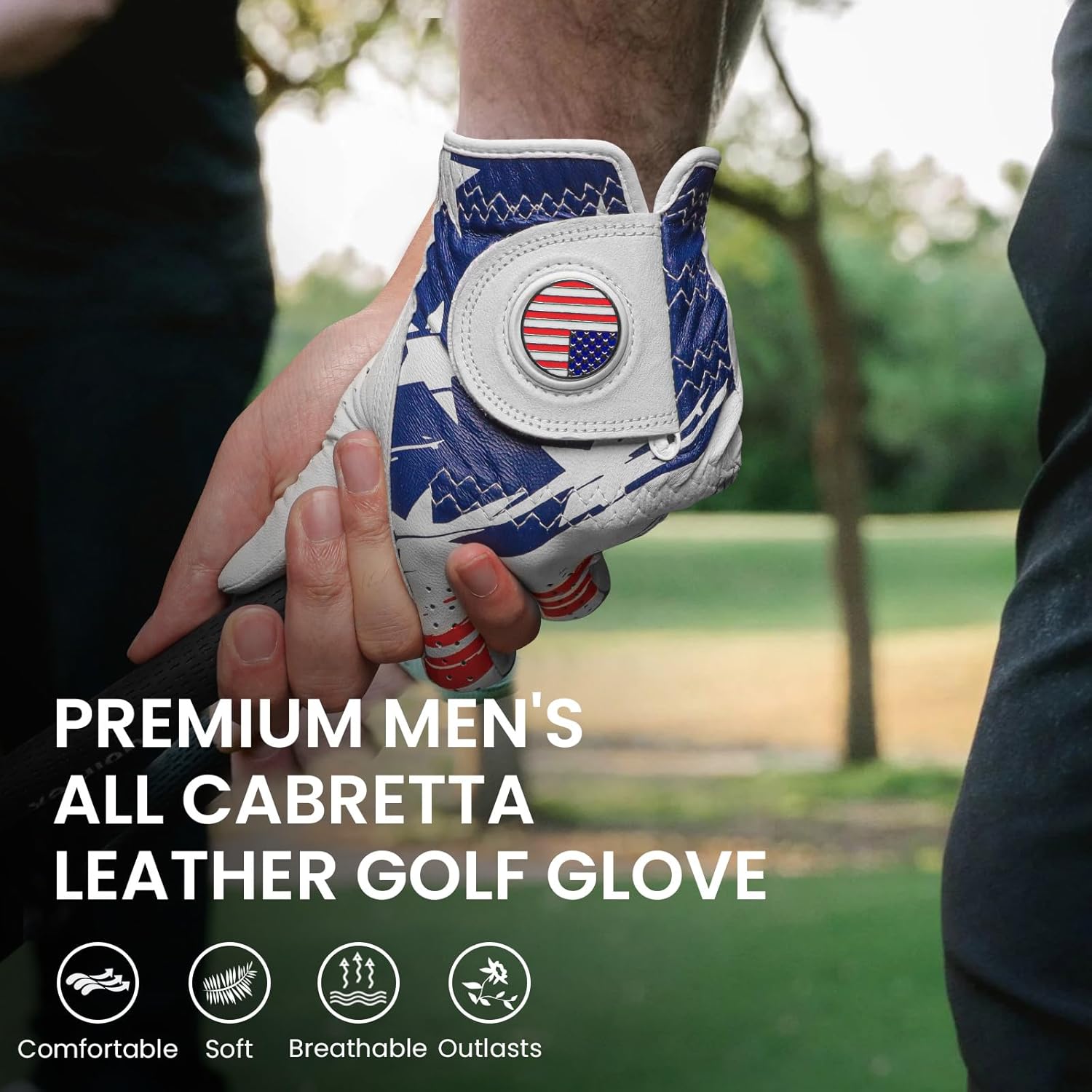 FINGER TEN Cabretta Leather Golf Gloves for Men Value 2 Pack, Premium Stylish & Comfortable Left Hand Gloves with Ball Markers for Right-Handed Golfers, Enhanced Grip & Breathability