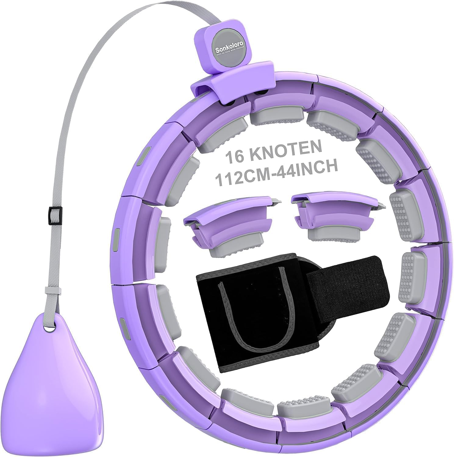 Smart Hoop Cerceau pour adultes et débutants, pour perdre du poids, compteur et picots (lavande, pas de compteur)
