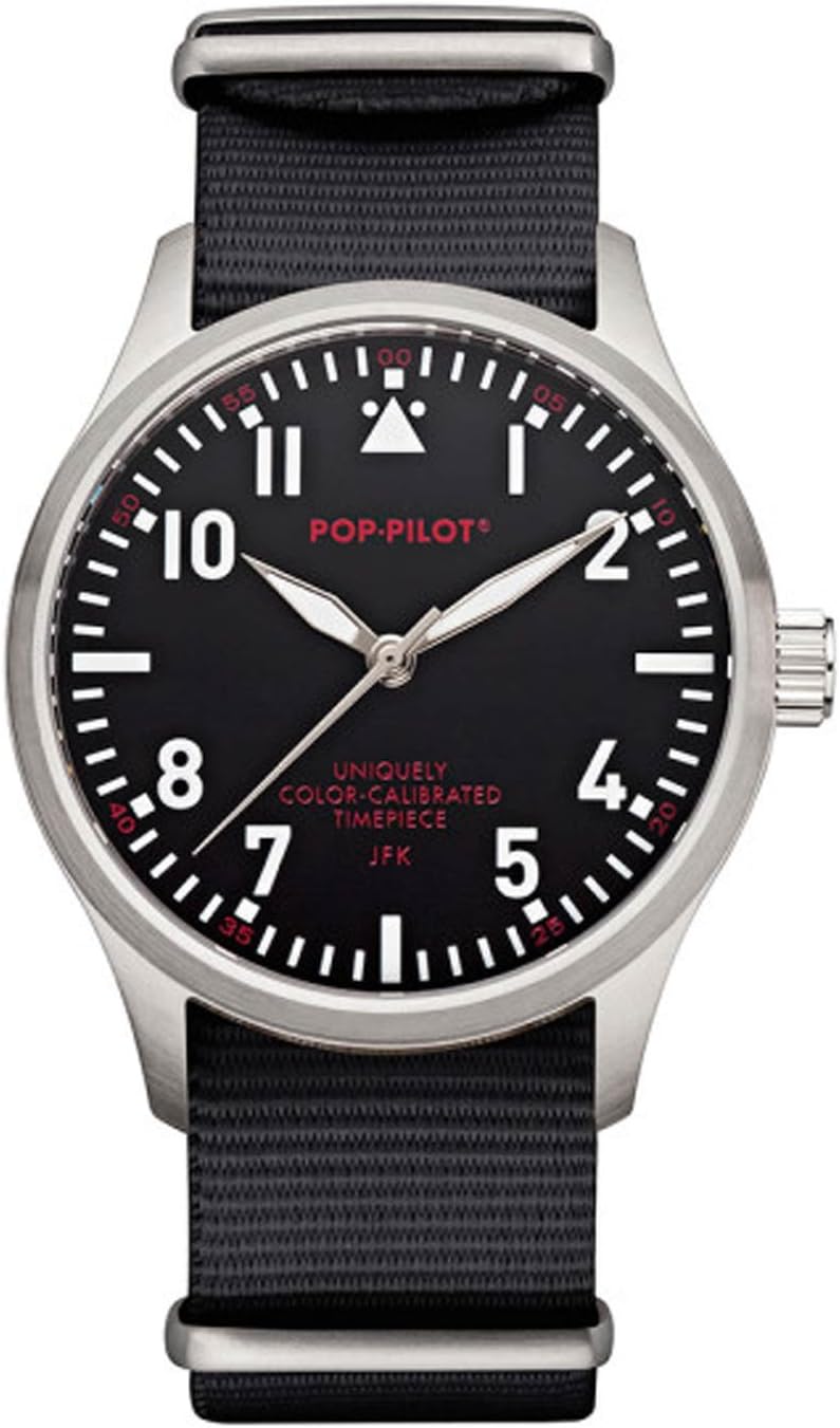 pop-pilot ® JFK – Wristwatch Men's, Nylon Strap Black