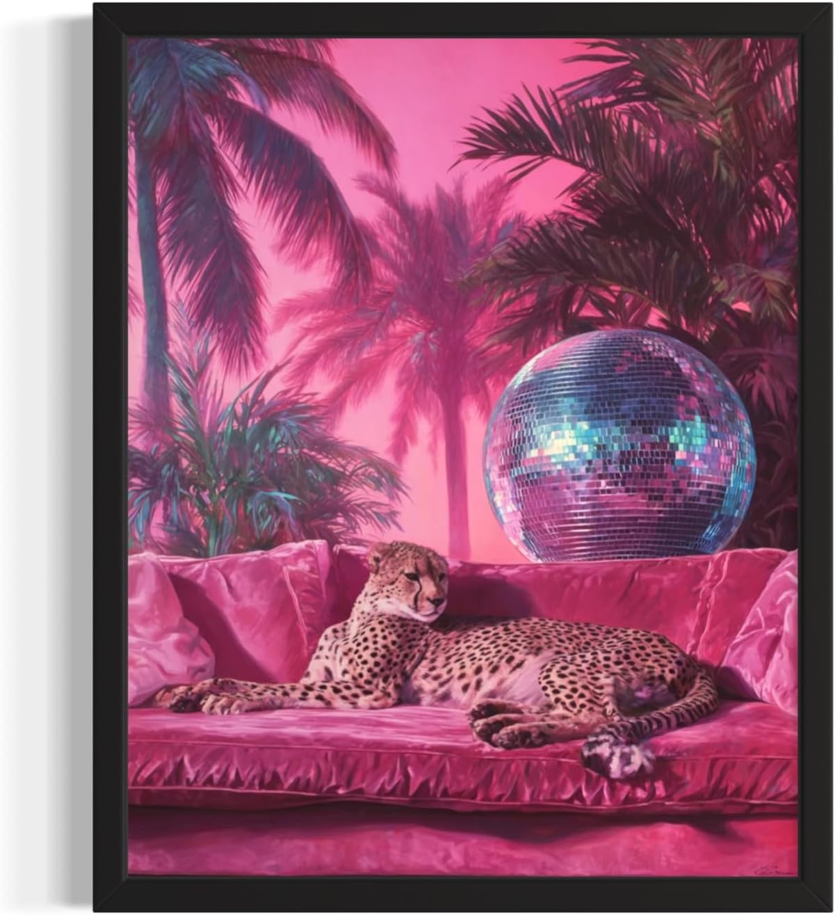 Leopard Art Print Poster with Disco Pink Posters for Room Aesthetic Blush Pink Wall Decor Wall Art Home Bedroom Bathroom Decor 234 (Leopard, 24L" x 18W", Unframed)