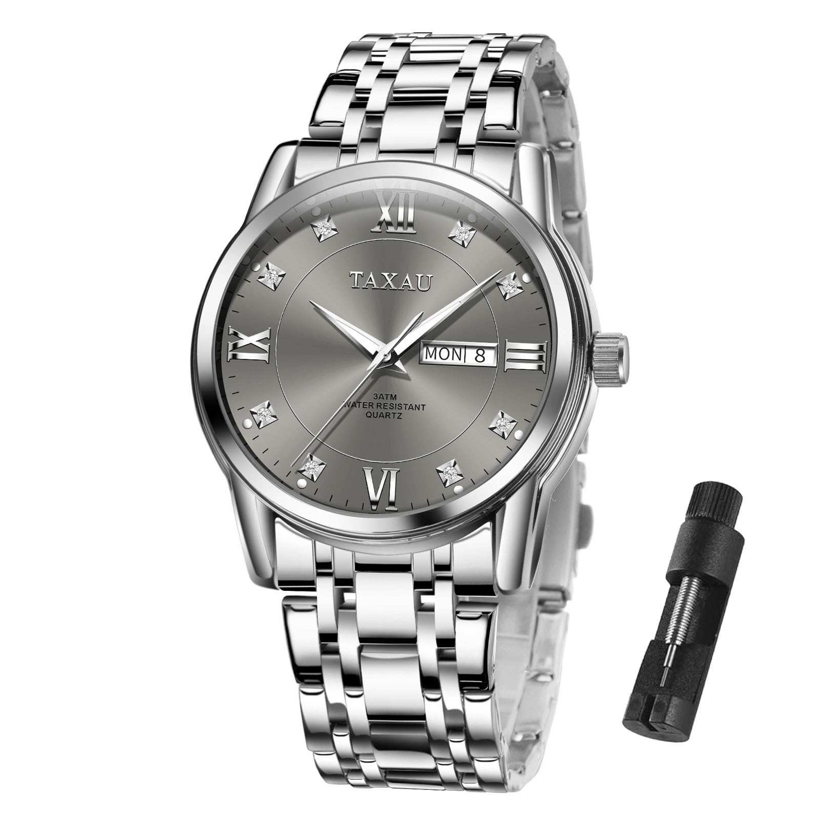 Taxau Herren Uhren Lederarmband Schwarz Ziffernblatt Analog