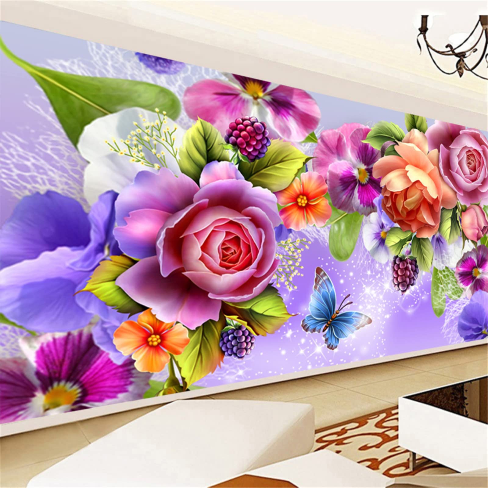 5D Diamond Painting Blumen Diamant Painting Bilder DIY Diamond Painting Groß Full Set für Erwachsene Kinder, Dekorationen für Haus, Wand Und Eingang (120x60cm)