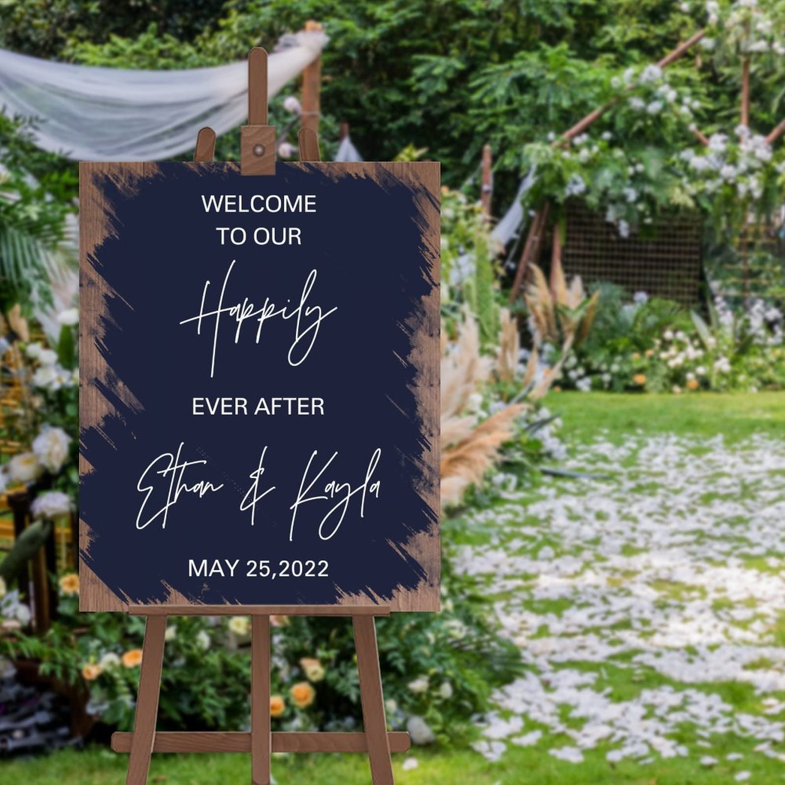 Panneau de bienvenue mariage en bois vintage pour réussir une décoration d'accueil unique
