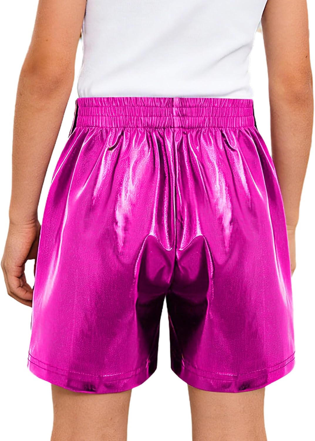 Jugaoge Boys Girls Metallic Shorts Tear Away Side Button Athletic Dance Shorts Hip Hop Jazz Dance Costume
