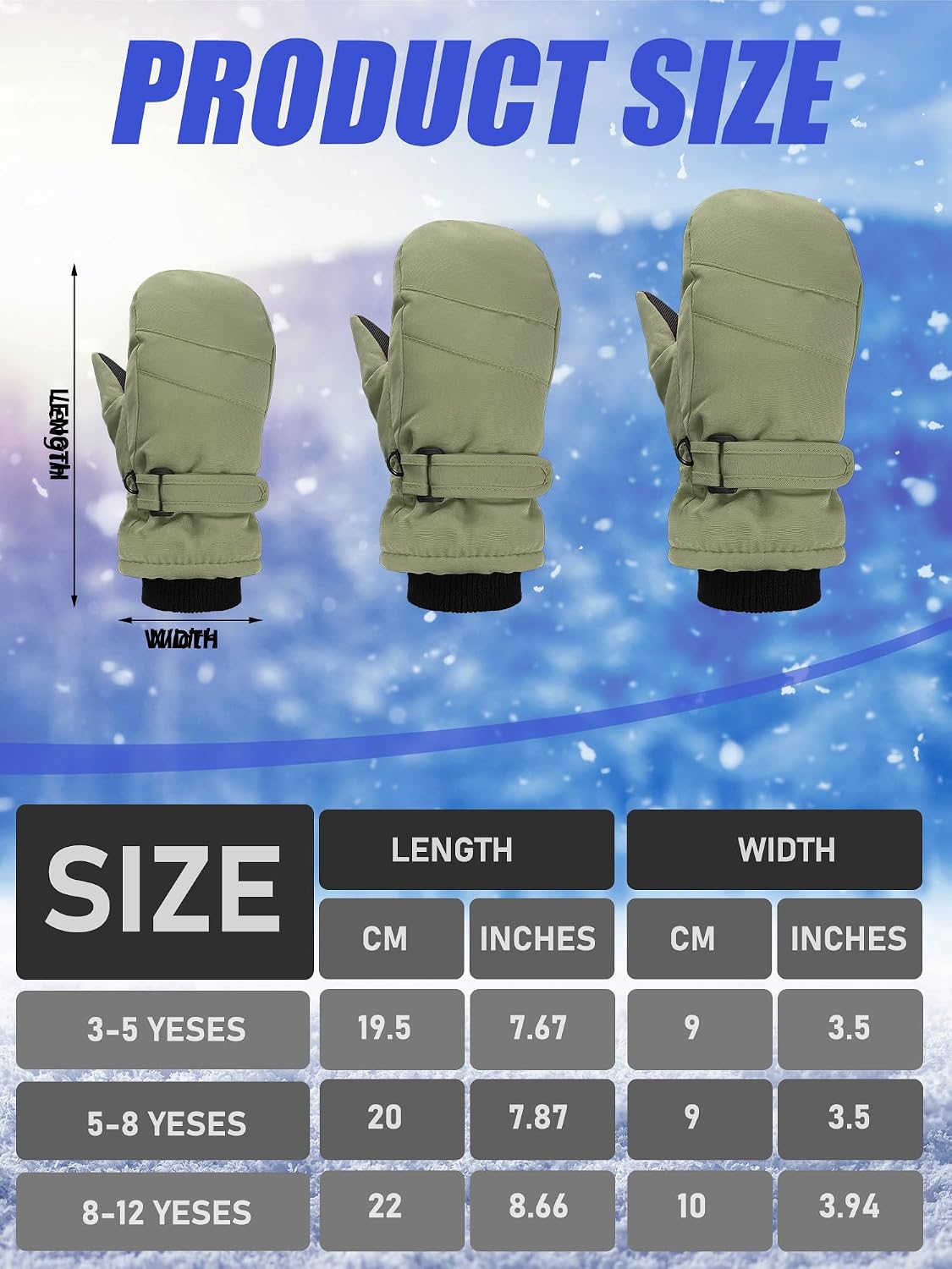 Newcotte 6 Pairs Kids Snow Mittens Winter Gloves