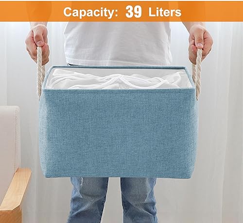 Miniatura 4 de VAN CADENE Contenedores grandes de almacenamiento para armario, organizadores de armario de lino y almacenamiento con cierre de cordón, cesta de