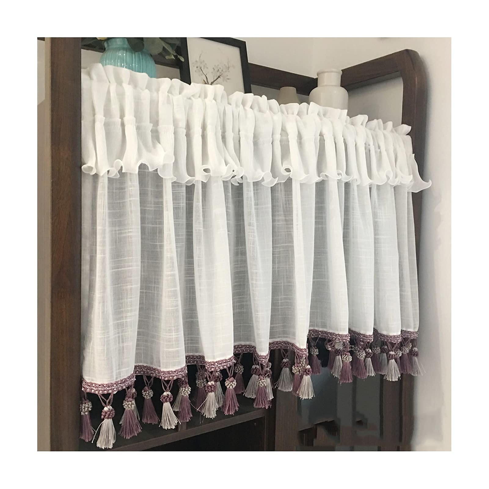 Bistrogardine rideau voile vintage coton style campagne pour fenêtre cuisine moderne