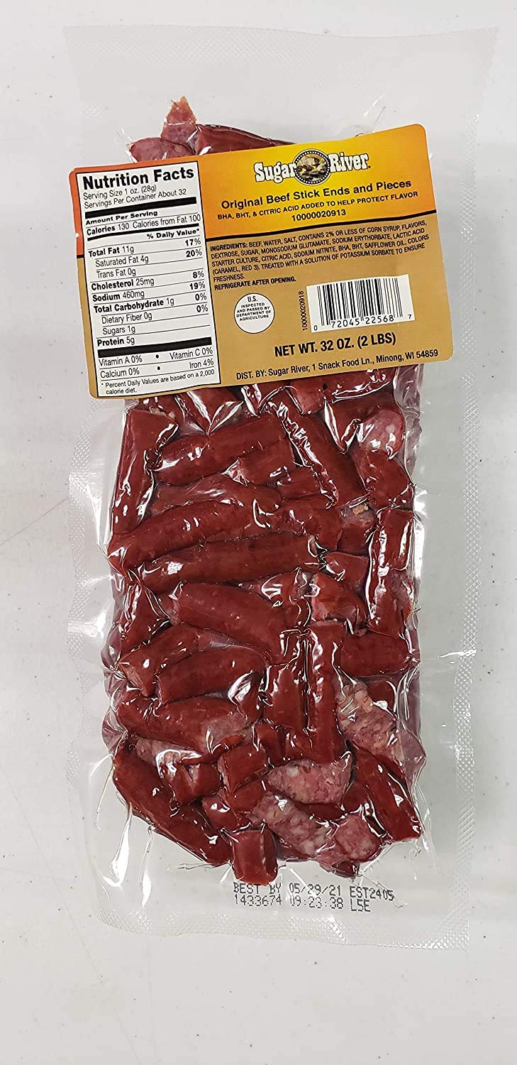 Sugar River Meat Snack Links Ends & Pieces 2 lbs (Hot Beef Stick)