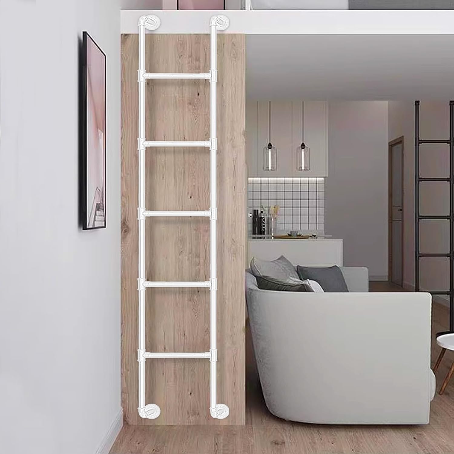 Heavy Duty Emergency Egress Ladder for Window Well Metal Loft Bed Ladder Wall Mounted Metal Step Ladder Easy Install Extra Long Climb Ladder for Home/Library/Dormitory(105cm/41in)