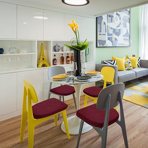 Miniatura 3 de BUYUE Natural Linen - Juego de 4 cojines magnéticos de 14 x 14 pulgadas para sillas de metal, almohadillas de asiento antideslizantes mejoradas para