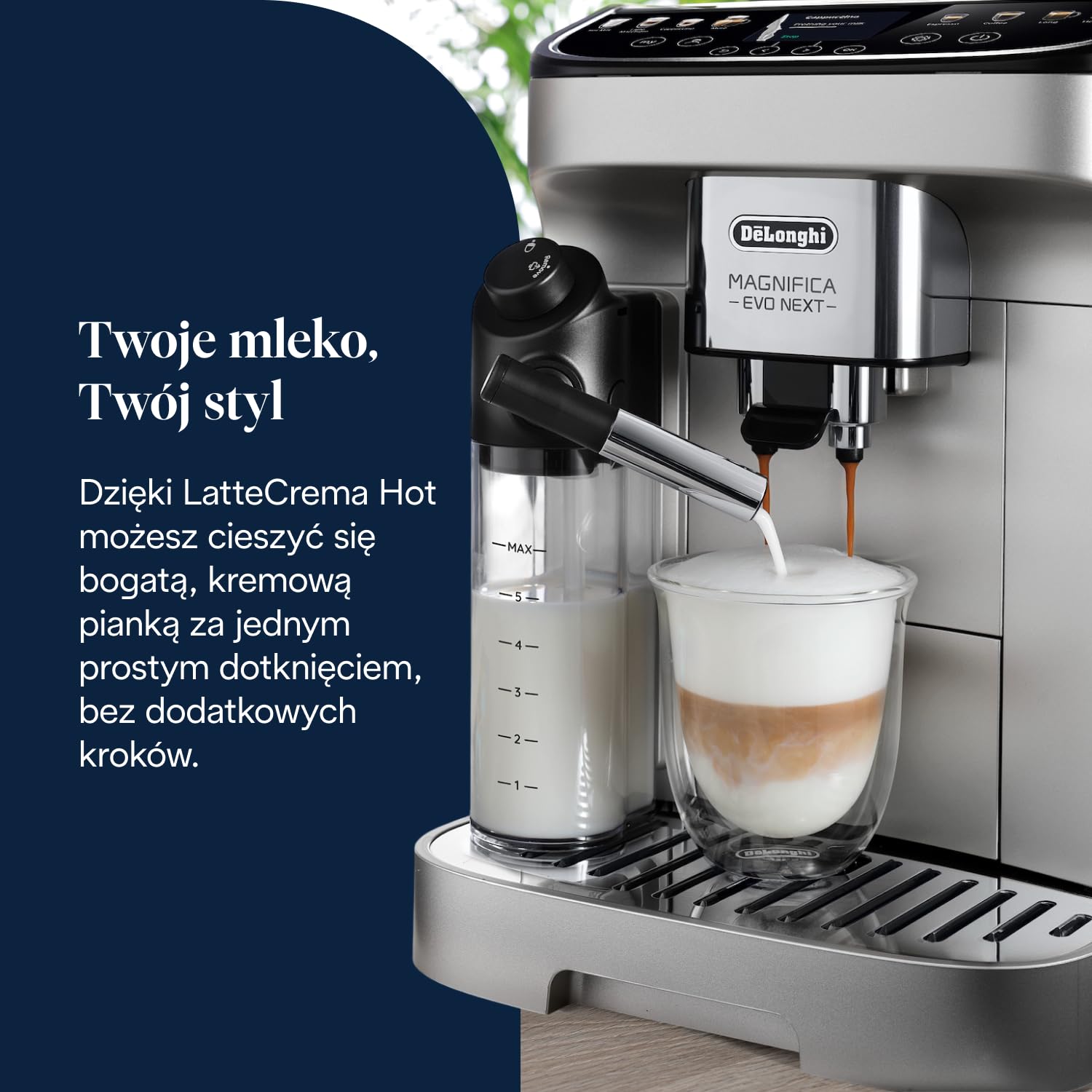 De'Longhi Magnifica Evo Next ECAM312.80.SB, Automatyczny Ekspres do Kawy z Automatycznym Spieniaczem do Mleka, Ekspres do Kawy Ziarnistej i Cappuccino z Intuicyjnym Wyświetlaczem, Srebrno-Czarny