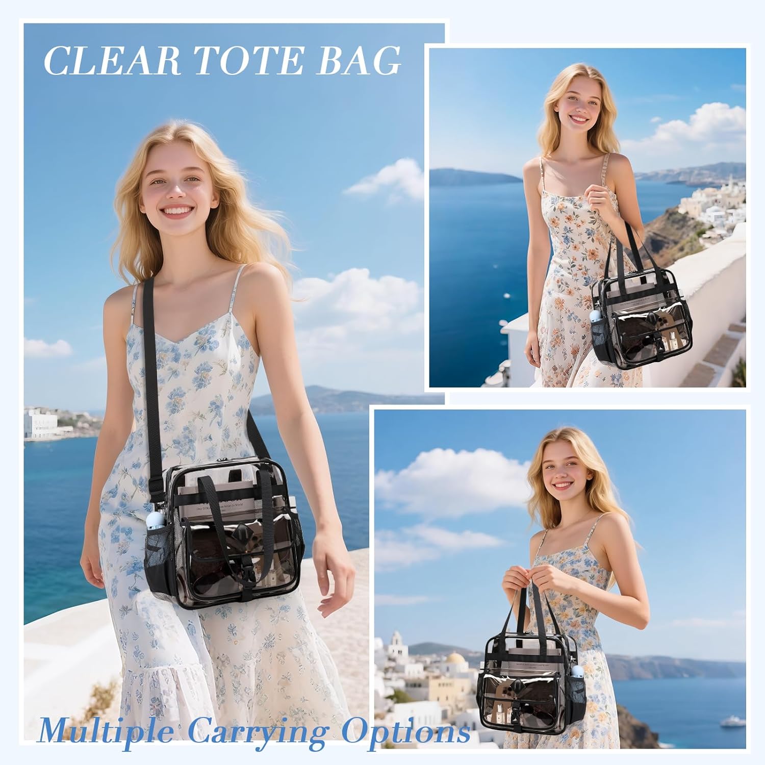 MOONBABY Clear Bag for Stadium Events, Clear Transparent Tote Bag with Detachable Strap for Sports, Concert, Work,Travel - Image 3