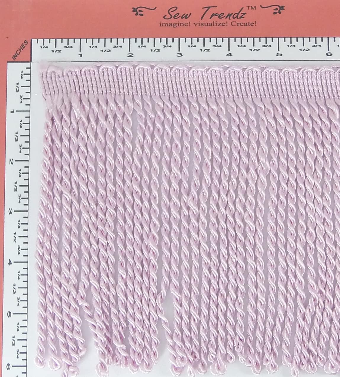 5 Yards of 6" Long Bullion Fringe Tassel Twisted Thread Yarn Trim Braid Fringe Sewing, Drapery, Shawl-Light Lavender