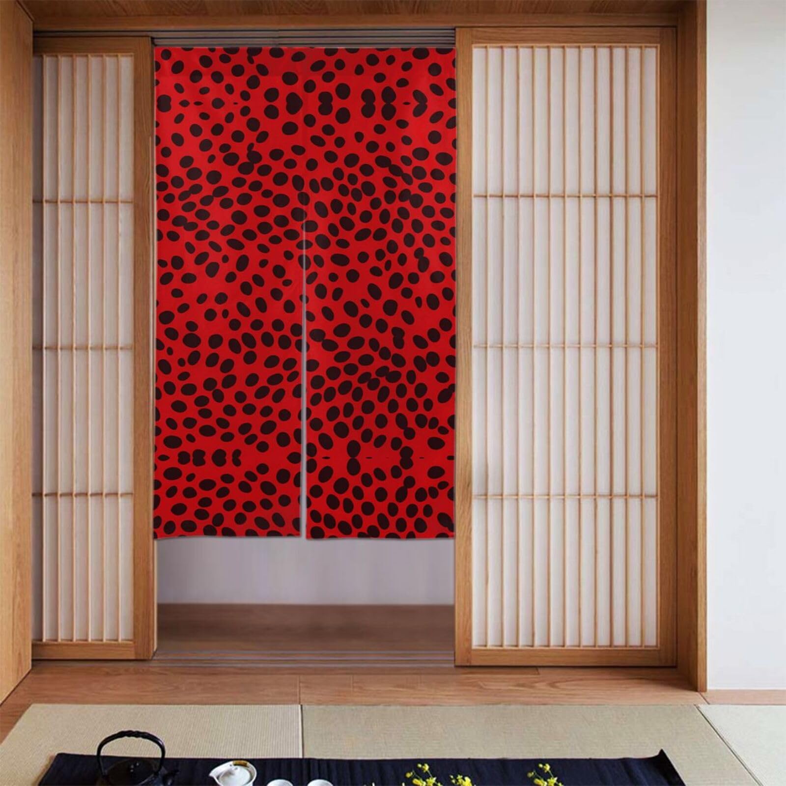 Rideaux épissés léopard rouge pour porte et décoration murale
