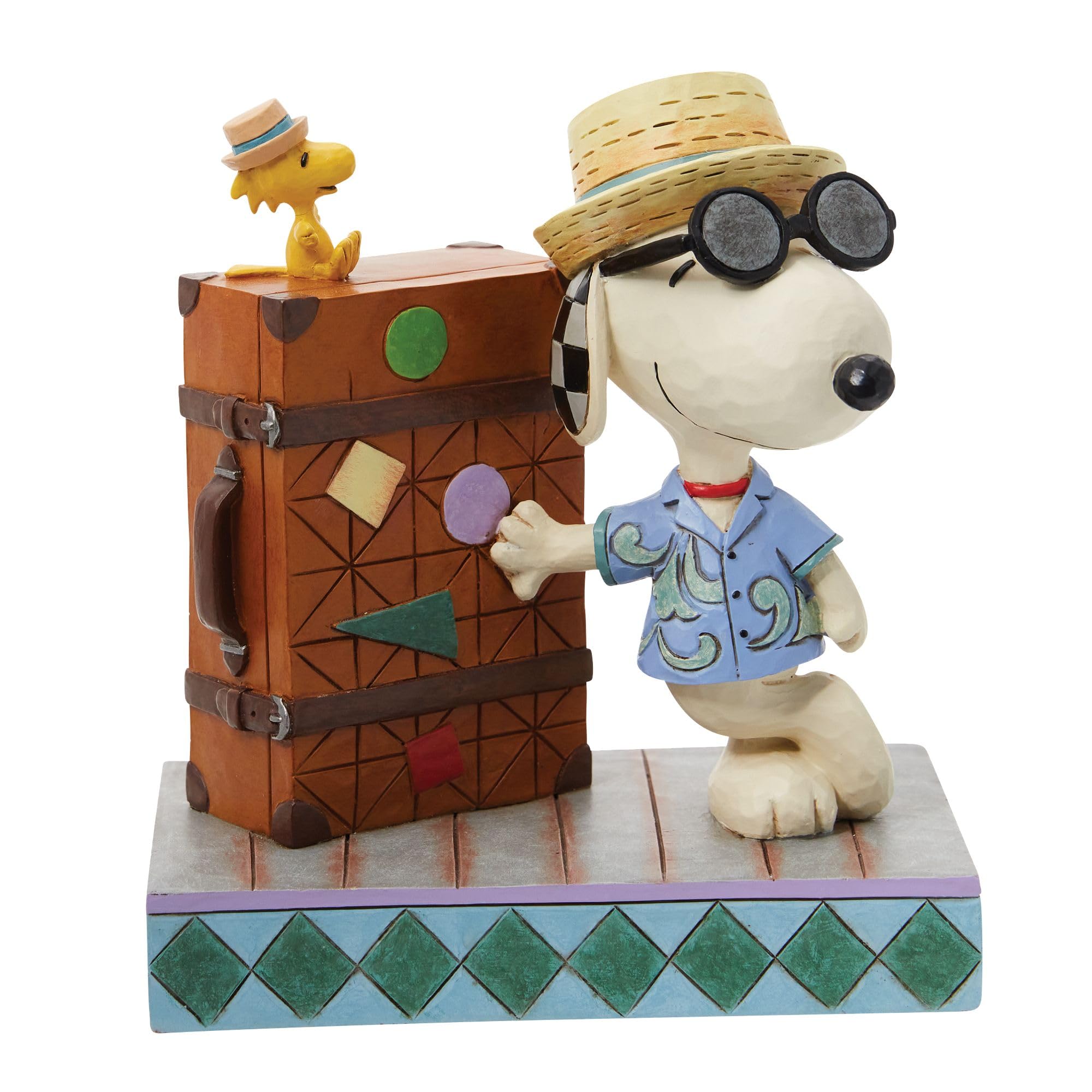 Enesco Peanuts Collection by Jim Shore Snoopy and Woodstock Ready for Vacation Figurine- Stone Resin Hand Crafted Painted Collectible Peanuts Snoopy Figurines Home Decor Statue, 5.5 Inch
