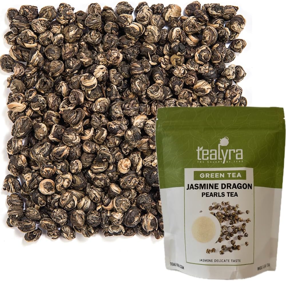 Tealyra - Imperial Jasmine Dragon Pearls - Loose Leaf Green Tea - Jasmine Green Tea with Pleasant Aroma and Tonic Effect - 200g (7-Ounce)