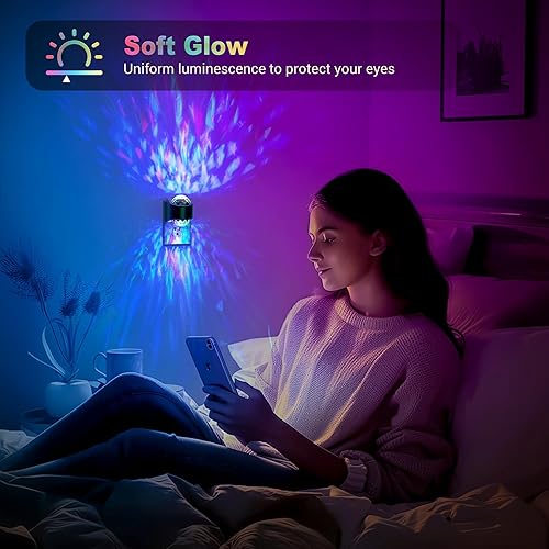 Miniatura 6 de JandCase Luces nocturnas enchufables a la pared, paquete de 2 proyectores de estrellas RGB con 9 cambios de color, luz nocturna automática de