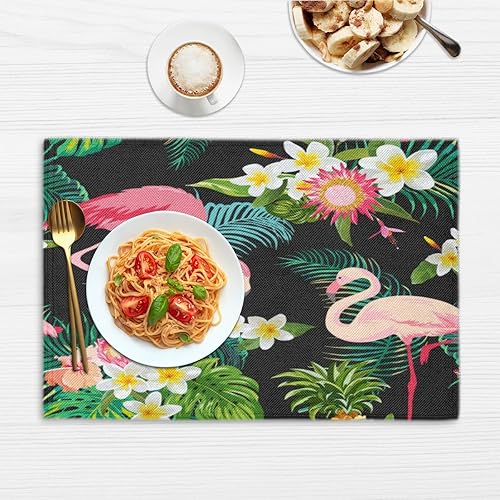 Miniatura 6 de Flamingo Decor Design Placemats Set of 4 Table Mats Washable Placemat Waterproof Place Mats for Party Home Dining Table Decor 18x12 in