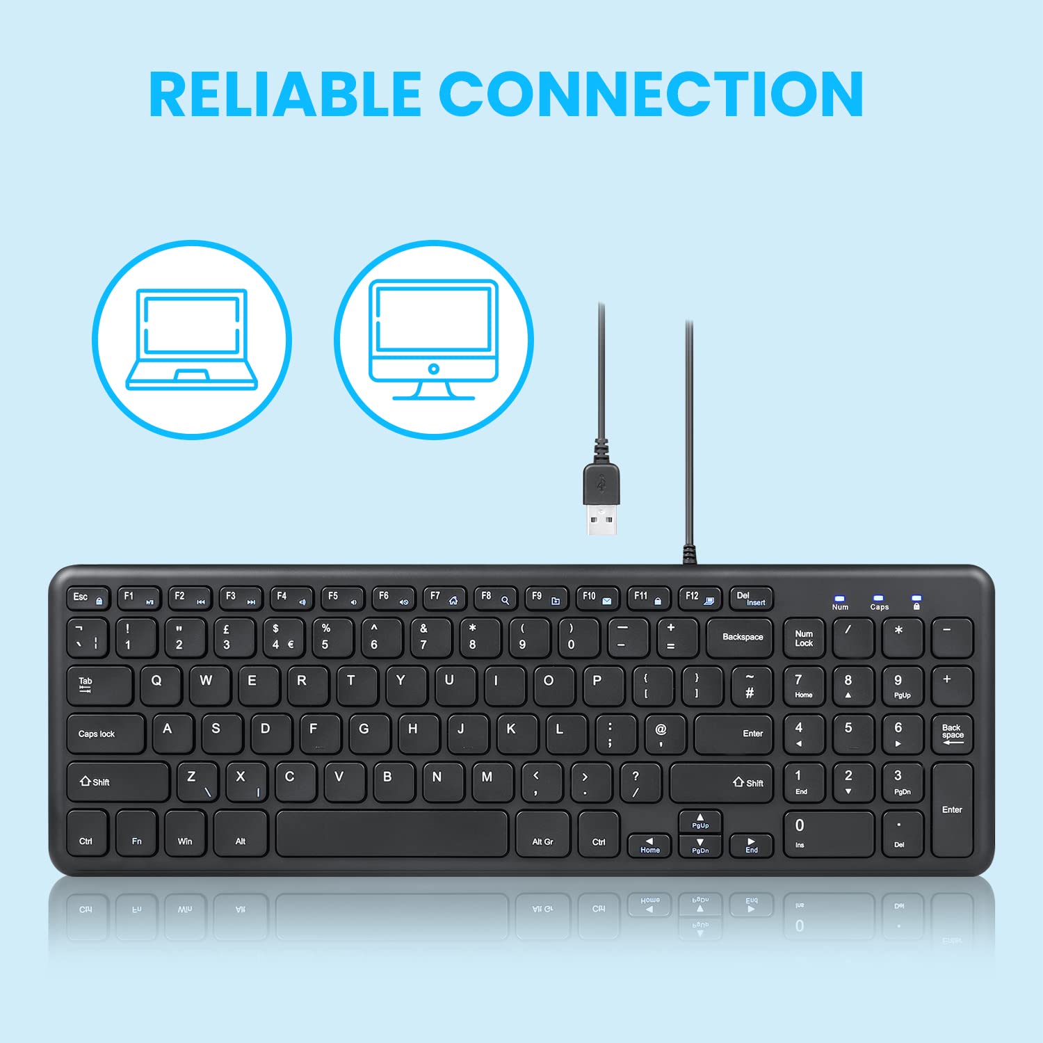 perixx PERIBOARD-213U Clavier USB filaire silencieux avec pavé numérique Noir