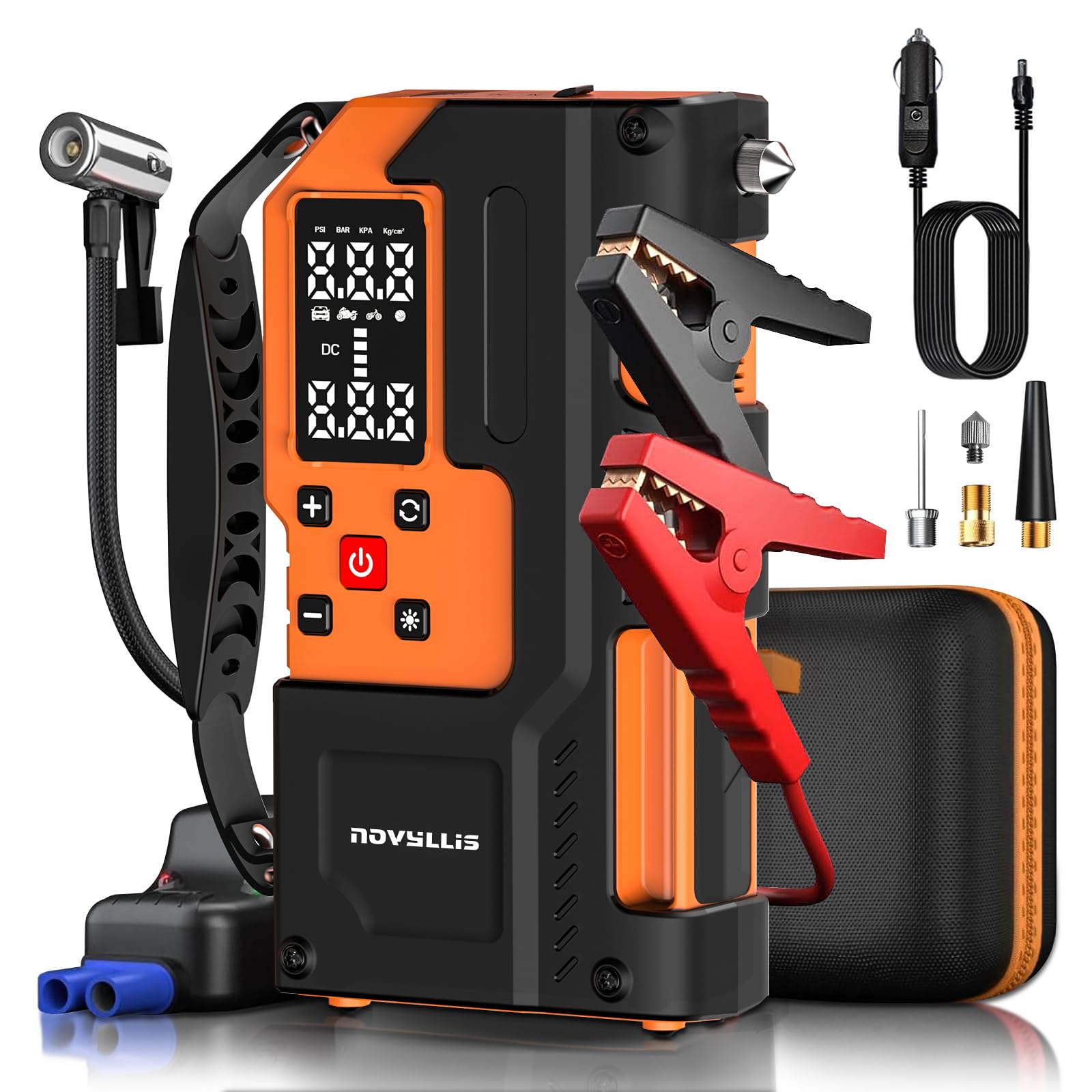 Jump Starter with Air Compressor 4000A Portable Battery Pack 10000mAh Power Bank Emergency SOS LED Light 22-Cylinder 150PSI