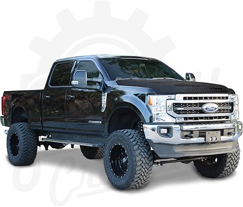 Miniatura 1 de Factory Crafts Hood Wrap Graphics Kit 3M Textured Vinyl Decal Compatible with Ford F-250 Lariat 2020 - Black Carbon Fiber