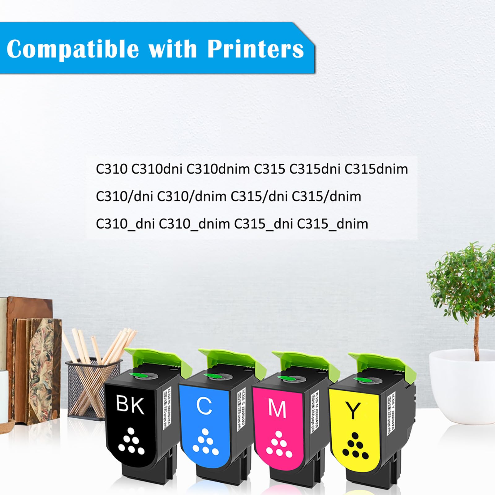TOPRINT C310 C315 4 Colori Cartucce Toner Compatibili Nero 3000 Pagine, C M Y 2000 Pagine per Stampante Laser Xerox C310 C310dni C310dnim C315 C315dni C315dnim 006R04356 006R04357 006R04358 006R04359