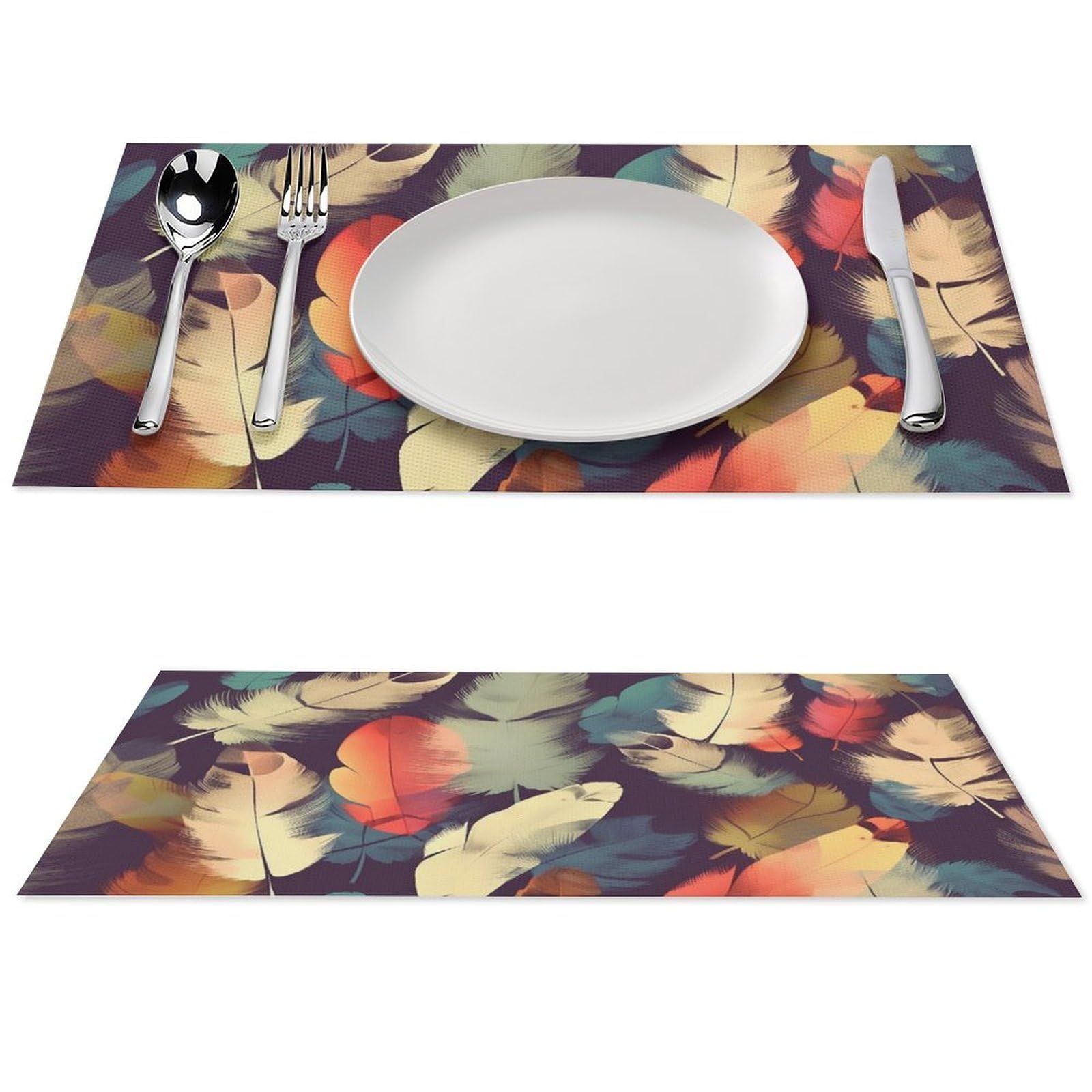 Sets de table en PVC lavables motif plume résistants haute température lot de 4