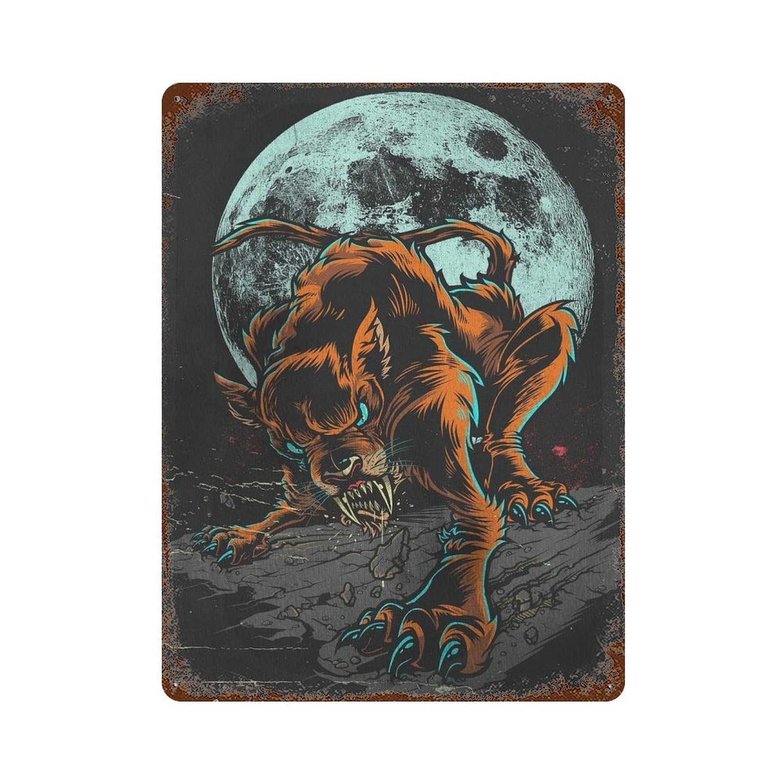 Sabertooth Tiger Vintage Metal Tin Sign 15.7"x11.8", Retro Wall Decor for Office, Studio And Wall Decor