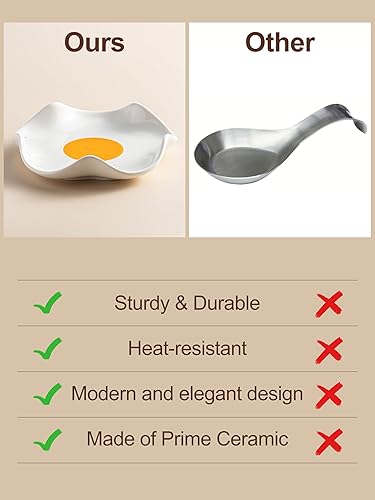 Miniatura 20 de Soporte para cuchara para estufa, soporte de cuchara a cuadros de 5.3 pulgadas, soporte para utensilios, soportes de cuchara de cerámica para barra