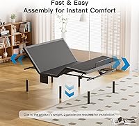 Vista 2 de Pipishell - Base de cama ajustable tamaño Queen con masaje, base de cama eléctrica con inclinación de la cabecera y las patas, puertos USB-A