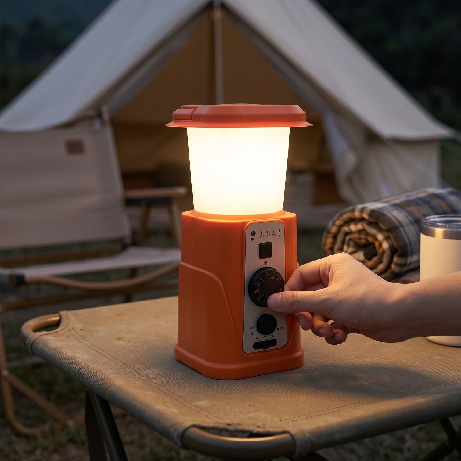 Jectse Lanterna da Campeggio Solare, Power Bank da 10000 MAh a Manovella USB Ricaricabile, con Radio Meteorologica e 3 modalità di Illuminazione, per Campeggio Escursionistico di