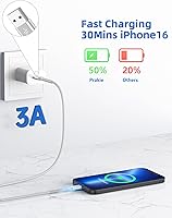Vista 52 de Cable USBC de 10 pies, paquete de 2 cables largos USBC de carga rápida, cable trenzado de nailon USB C a USB C cargador de iPhone compatible