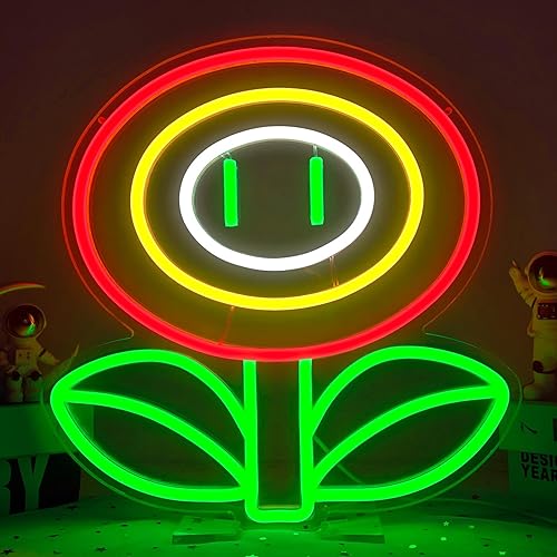 Letrero de neón de flores de fuego, luz de neón para juegos, sala de juegos, dormitorio de niños, cueva del juego, letreros de neón para decoración disponible en Yaxa Peru