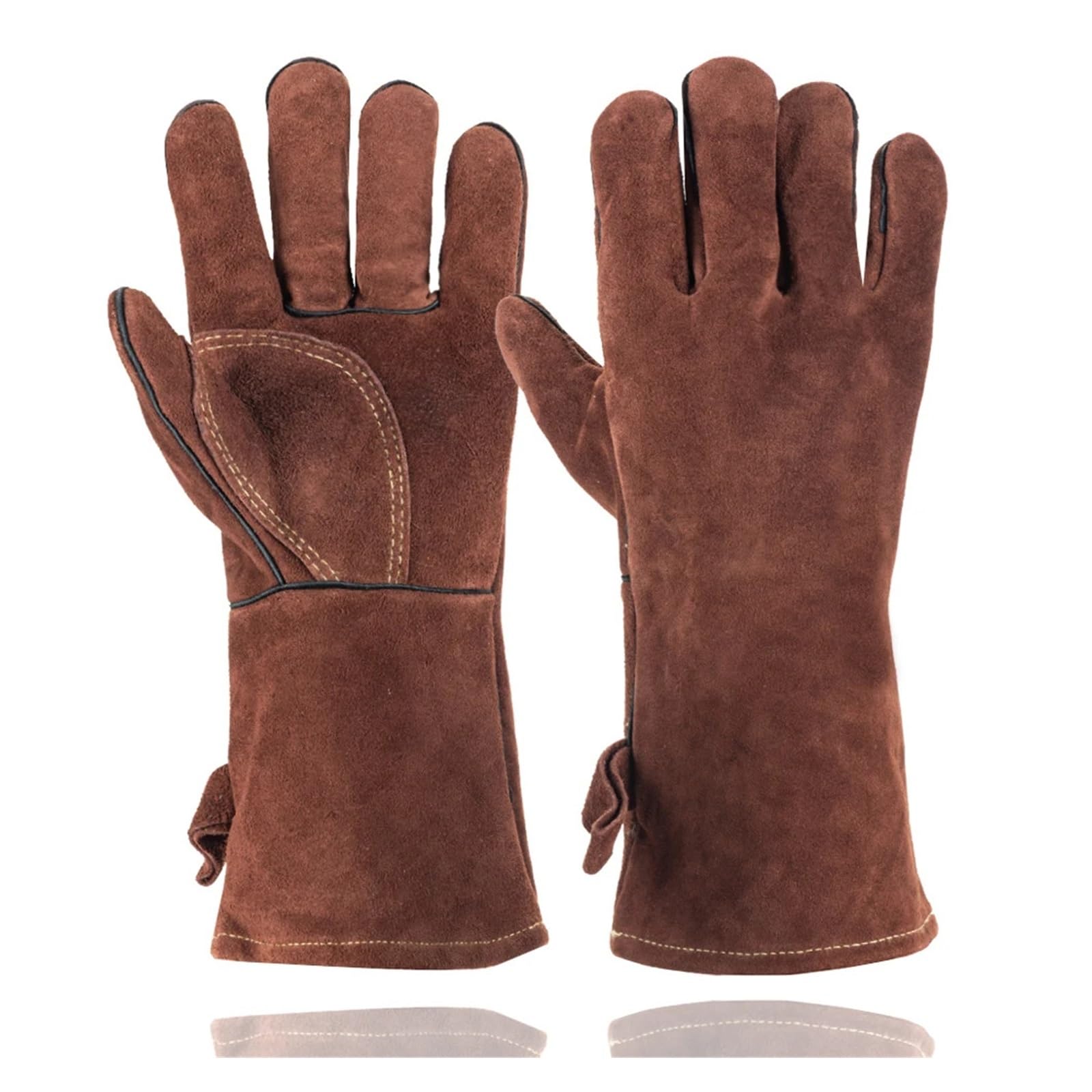 Guanti da Saldatura da 14 Pollici for Guanti da Lavoro Saldatore Guanti da Barbecue Resistenti al Calore in Pelle Crosta di Mucca Spessa for l'isolamento Termico della griglia