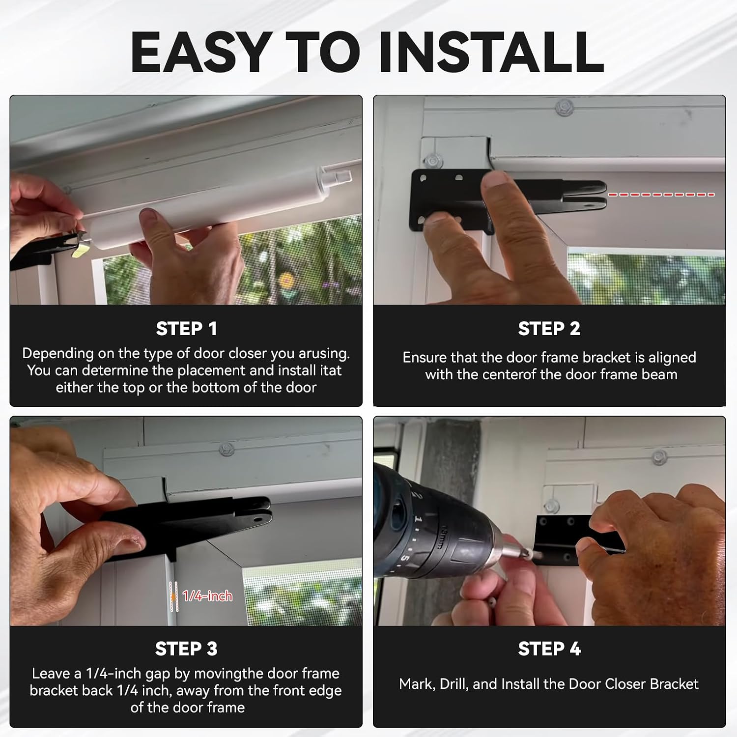 Screen Door Jamb Bracket Aluminum (Black) 4.26 Inches, Door Closer Bracket