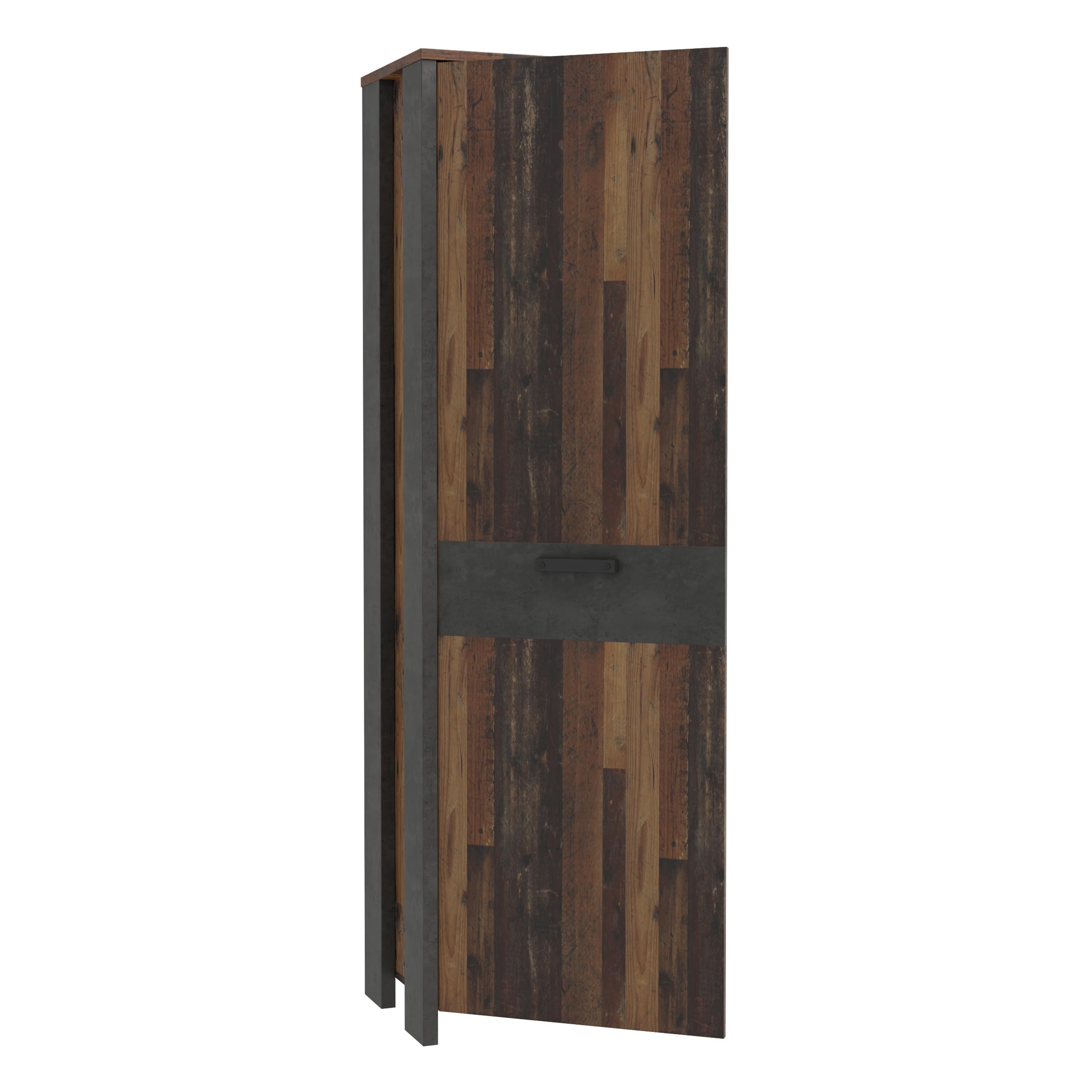 Forte Clif Kleiderschrank 67, Rustikaler Drehtürenschrank mit 1 Tür und Einlegeboden, Holzwerkstoff, Oldwood Vintage/Betonoptik, 67 cm breit, 201,5 cm hoch, 41,6 cm tief