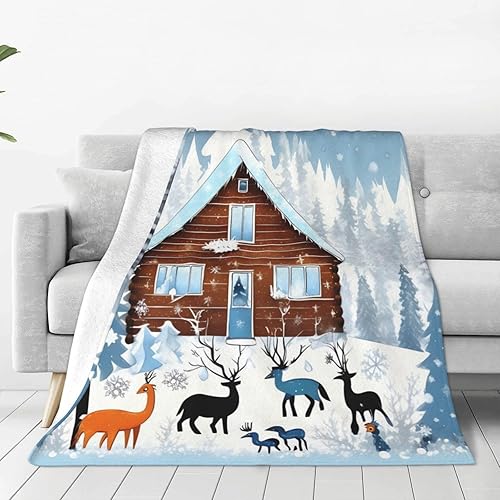 Winter Fawn - Manta de franela de microfibra súper suave para sofá o cama, ultra lujosa, cálida y acogedora para todas las estaciones