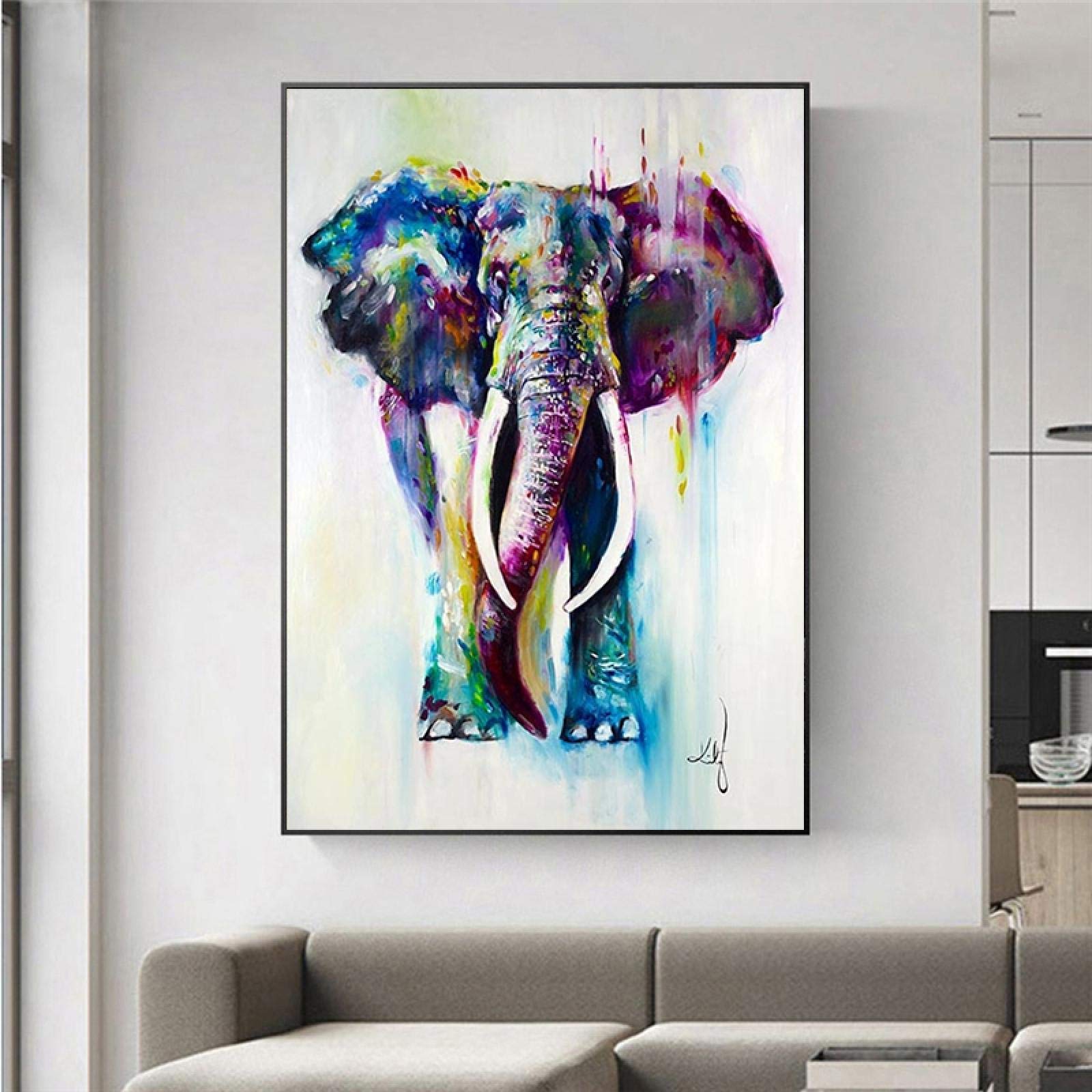 3er Set Tier-Wandbilder Auf Leinwand – Abstrakte Malerei, 40x50 Cm, Elefanten-Motiv, Für Wohnzimmer, Schlafzimmer, Bad