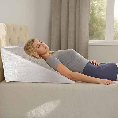 Miniatura 6 de Funda de almohada de cuña para almohada de cuña de 25 x 24 x 12 pulgadas, funda de repuesto hipoalergénica con cremallera y bolsillos