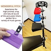 Vista 5 de Cashbeat Bloque de mermelada de 5 pulgadas, bloques de percusión musical de plástico morado, soporte de montaje ajustable, instrumento de tambor