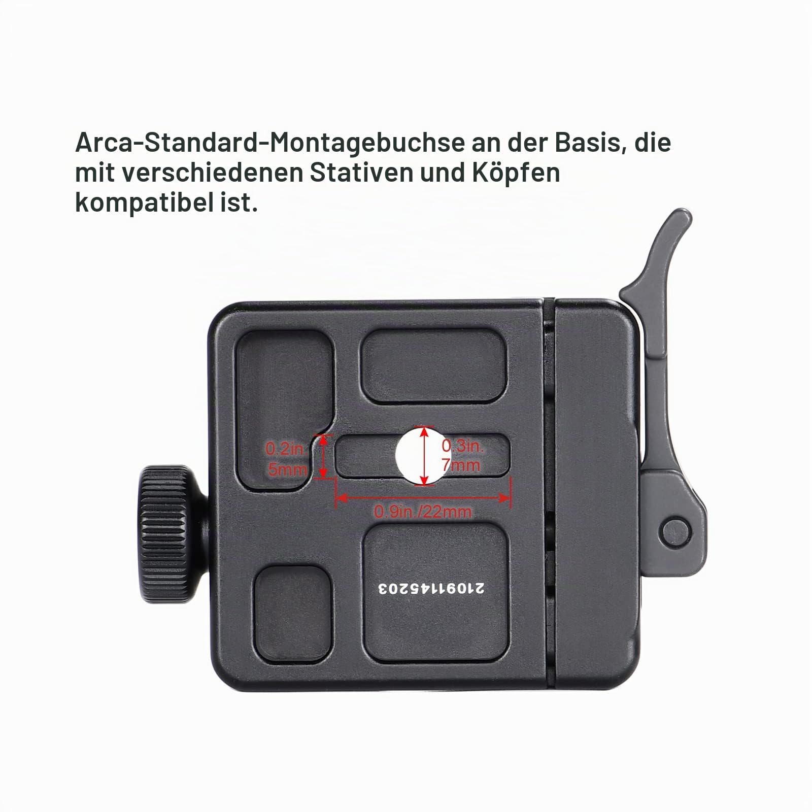 SUNWAYFOTO SDC-50 Arca Swiss Schnellspannklemme für Gewehr mit Picatinny-Adapter, 50 mm
