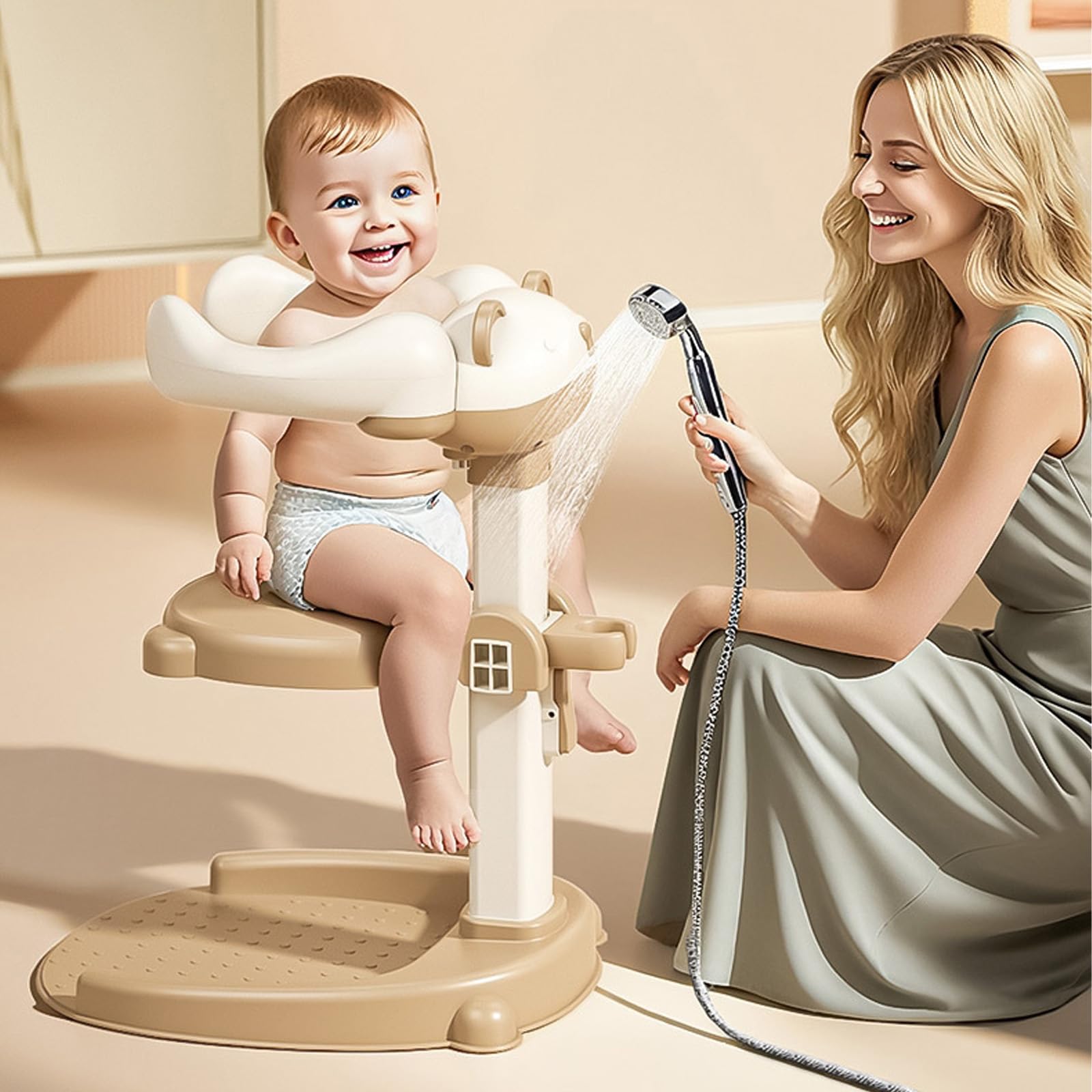 Supporto per doccia per bambini dai 6 mesi in su regolabile in altezza Doccia in piedi Supporto per neonati Portatile Portatile Aiuto in piedi