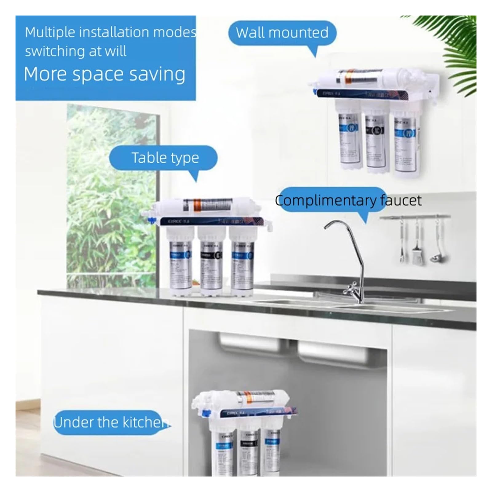 Filtre purificateur d'eau en 5 étapes, purificateur d'eau par Ultrafiltration de cuisine domestique, système de Purification d'eau potable avec robinet Remplacement sous l'évier