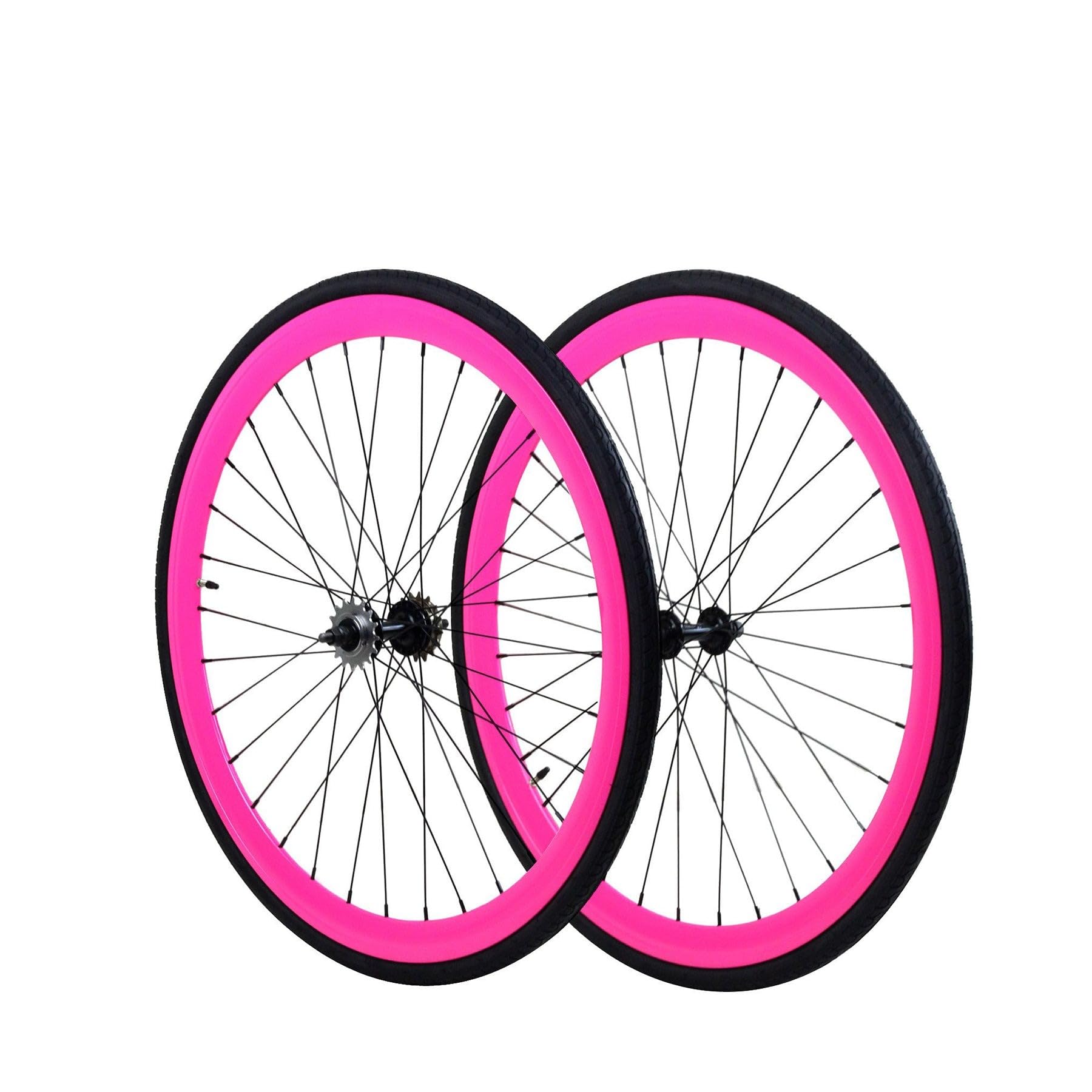 Fixie Wheelset. A Variety of Fixie Wheel set Colors. Fixed Gear Rims Come with a Flip-Flop Rear Wheel. The Rims are 45mm Wheels with 700x25c Tires