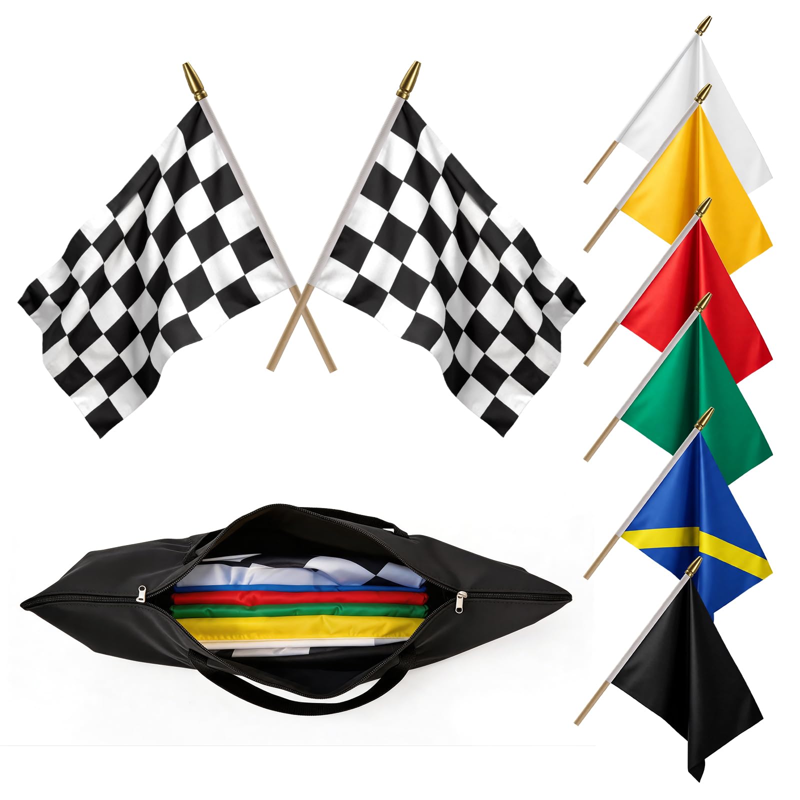 8 Pcs Go Kart Racing Flags Set, 24 x 30 Inch Race Flags for Track Days, Motorsports Events and Race Control