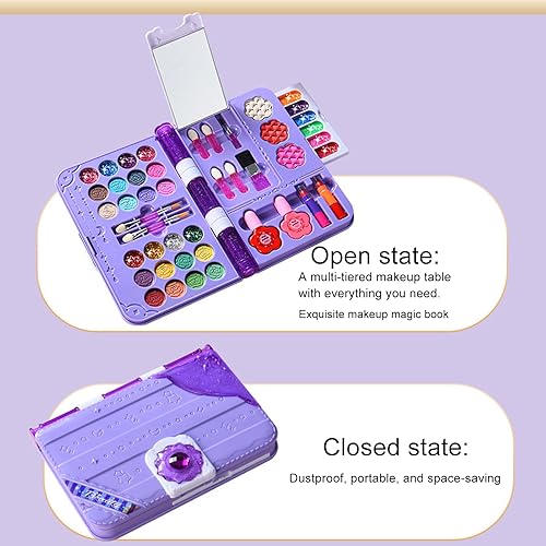 Miniatura 8 de Kids Makeup Set, Educational Washable Cosmetic Toy for Children and Teens, Princess Make Up Kit for Birthday, Costume Party, Holiday, School Plays,